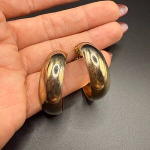 Classic Gold Tone Wide Hoop Earrings